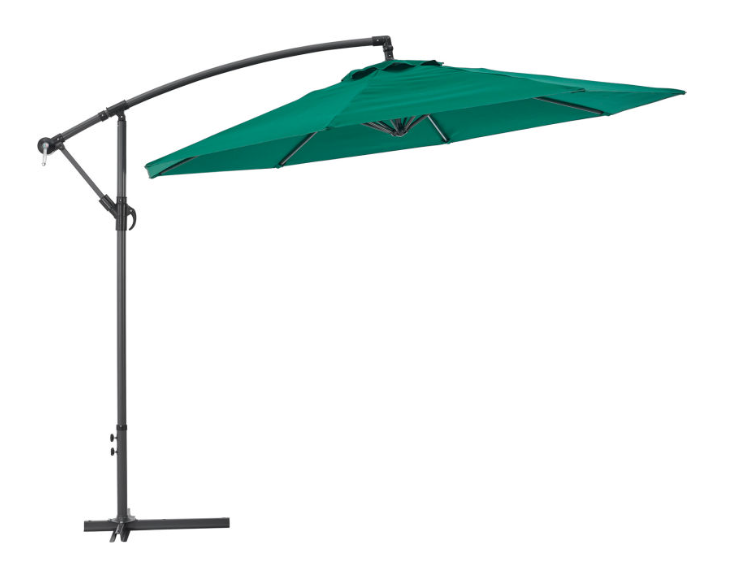 Cantilever Umbrella w/ Crank, Tilt & Cross Brace, Olefin Fabric, 10'W, Green