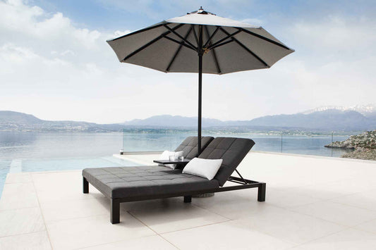 Twin Lounger with U-side table and umbrella